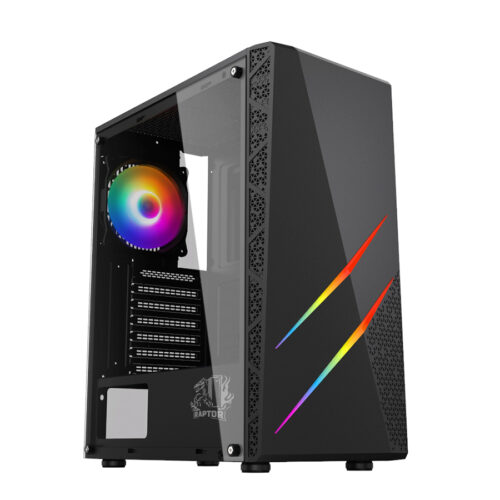 GABINETE RAPTOR BLAZE FORCE TG MID-TOWER RGB FAN X1 W/BUTTON CONTROL