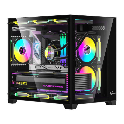 GABINETE GAMER FORMULA V CRYSTAL Z5 BLACK MATX 1 FAN