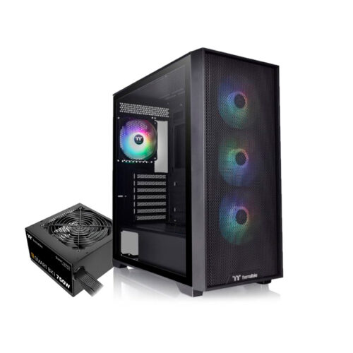 GABINETE GAMER THERMALTAKE H390 MID-TOWER TG FAN ARGB X4 BLACK FUENTE 750W BRONZE
