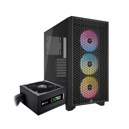 COMBO CORSAIR GABINETE 3000D RGB AIRFLOW NEGRO FUENTE CX750 750W 80 BRONZE