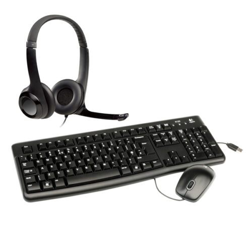 TECLADO Y MOUSE USB LOGITECH MK120 NEGRO + AURICULAR H390 NEGRO