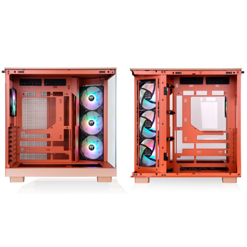 GABINETE THERMALTAKE VIEW 380 XL TG X2 FAN ARGB X1 REVERSE FAN X3 GRAVEL SAND - Imagen 3