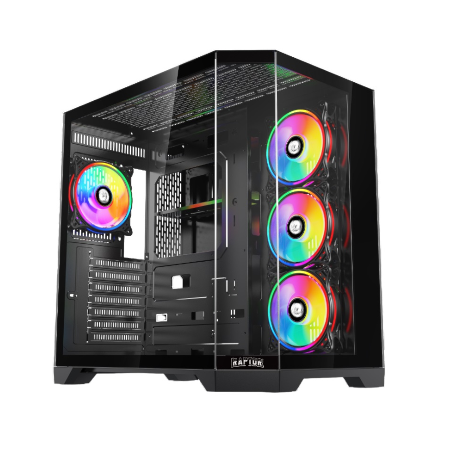GABINETE RAPTOR ECLYPSE TG X2 MID-TOWER RGB FAN X4