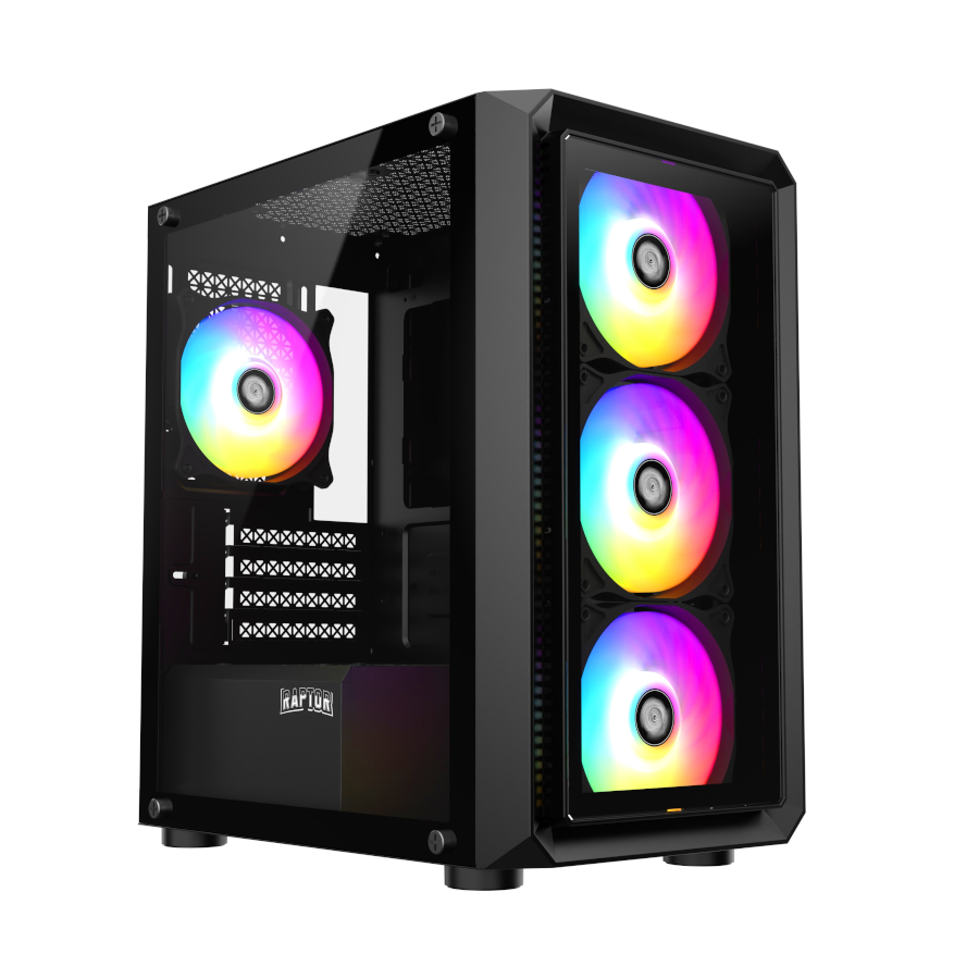 GABINETE RAPTOR INFINITY GLASS TG X2 MID-TOWER RGB FAN X4