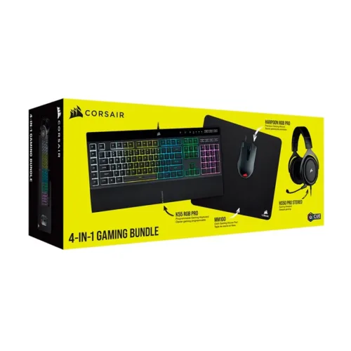 COMBO TECLADO CORSAIR 4 IN 1 K55 RGB PRO + MM100 + HS50 PRO